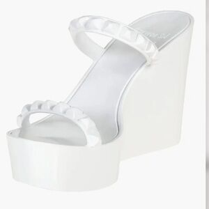 Carmen Sol White Studded Wedge Sandals 37.5